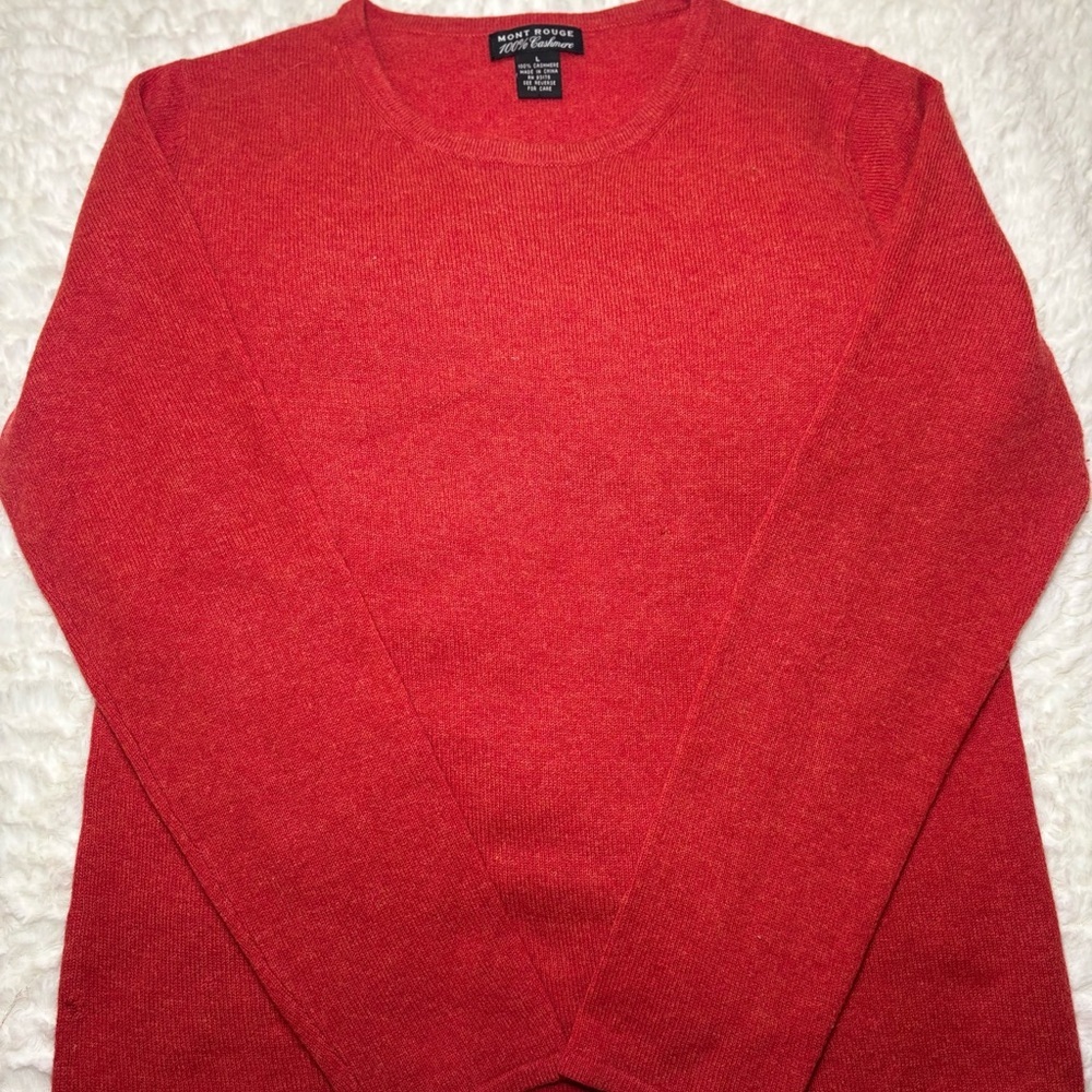 Women's Red Crew Neck Sweater 100% Cashmere!!